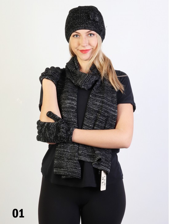 Fashion Bow-tie Knitted Set W/ (Scarf, Hat)